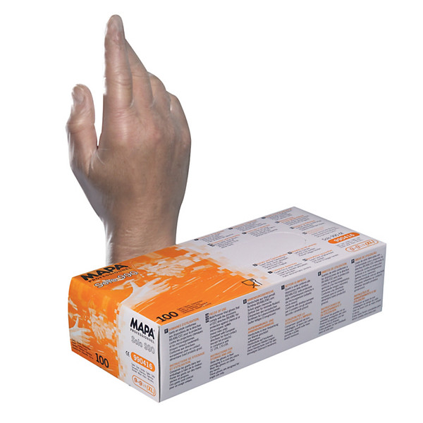 Gants jetables vinyle non poudrés Mapa Solo 990 taille 9, boîte de 100
