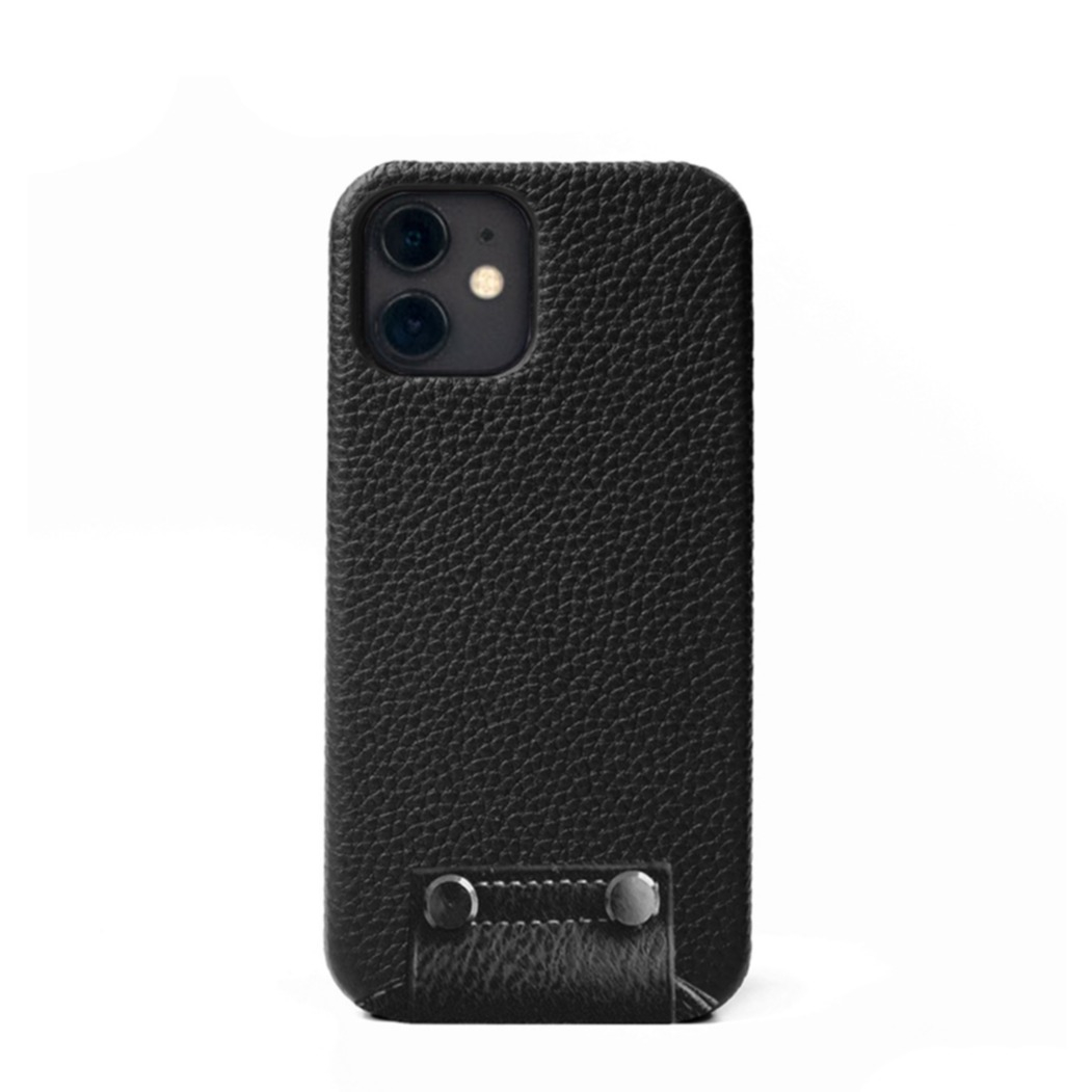 iPhone 12 / iPhone 12 Pro Necklace Leder Schutz Hülle   Handykette (140cm) - Schwarz