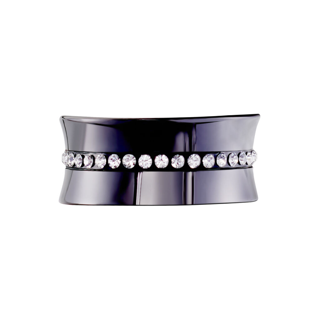 Bague Ceramik Design Argent Blanc Céramique Et Strass