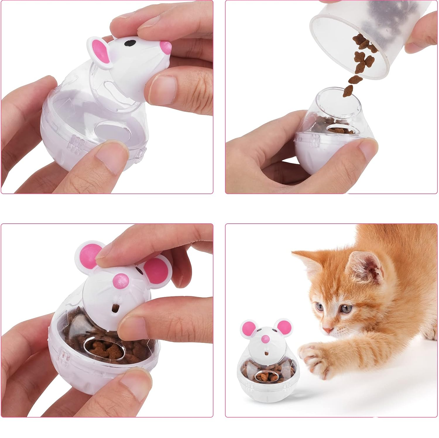 Interaktiver Katzen Futter Ball Haustier Spielzeug Maus Leckerli Spender - Weiss