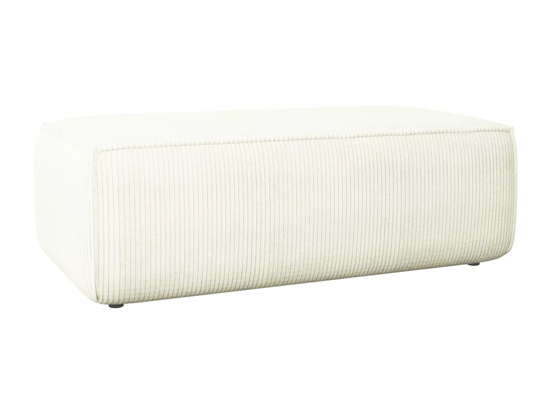 Pouf en velours côtelé blanc AMELIA