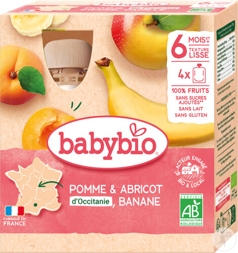 Babybio Pomme - Abricot - Banane De France Pots 4x90g