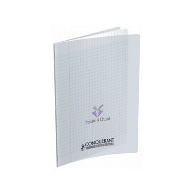 Conquérant Classique - Cahier de poésie et chant A4 (21x29,7cm) - 96 pages - pages blanches et grands carreaux (Seyes) - transparent