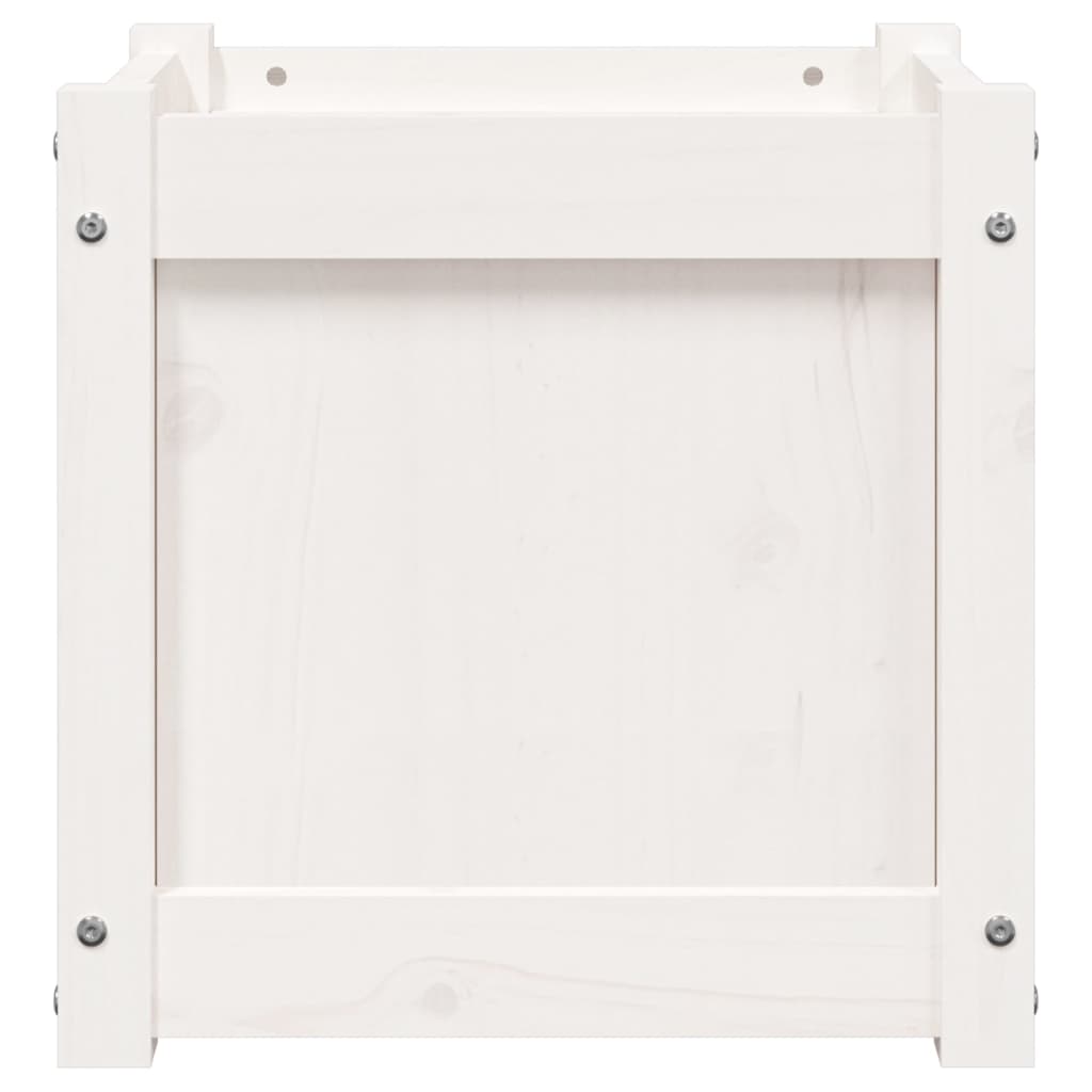 Jardinières 2 pcs blanc bois de pin massif