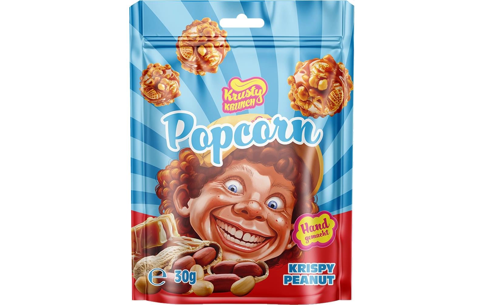 Popcorn Krispy Peanut 30 gKnuspriges Popcorn mit feinem Erdnussüberzug