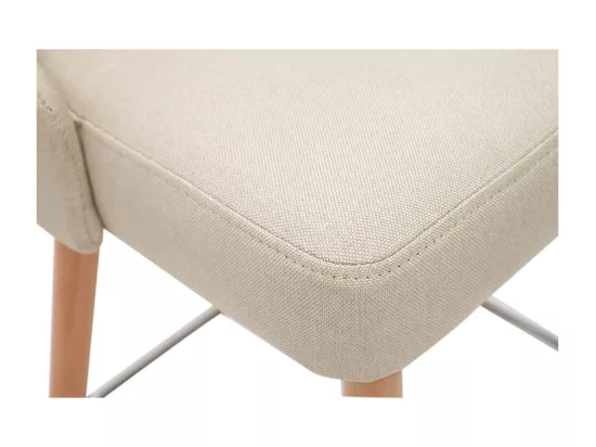 Tabourets de bar scandinaves pivotants 360° en tissu beige et bois hêtre massif H65 cm (lot de 2) HASTA
