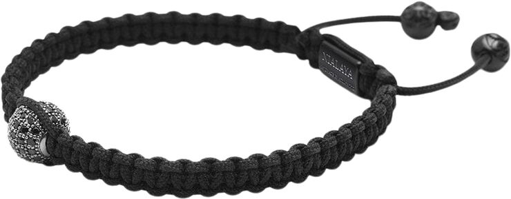 Nialaya Men's Black String Bracelet with Black CZ Bead Black