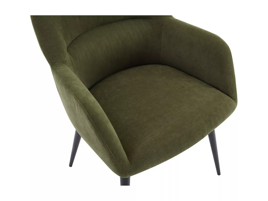 Lot de 6 chaises avec accoudoirs en tissu et métal noir - Vert - HEKA