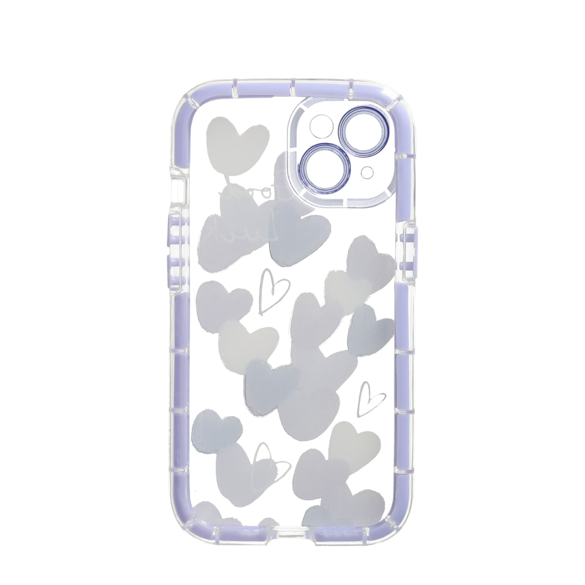 iPhone 14 Hybrid Hardcase Hülle Air Cushion Fallschutz - Lila Herzen