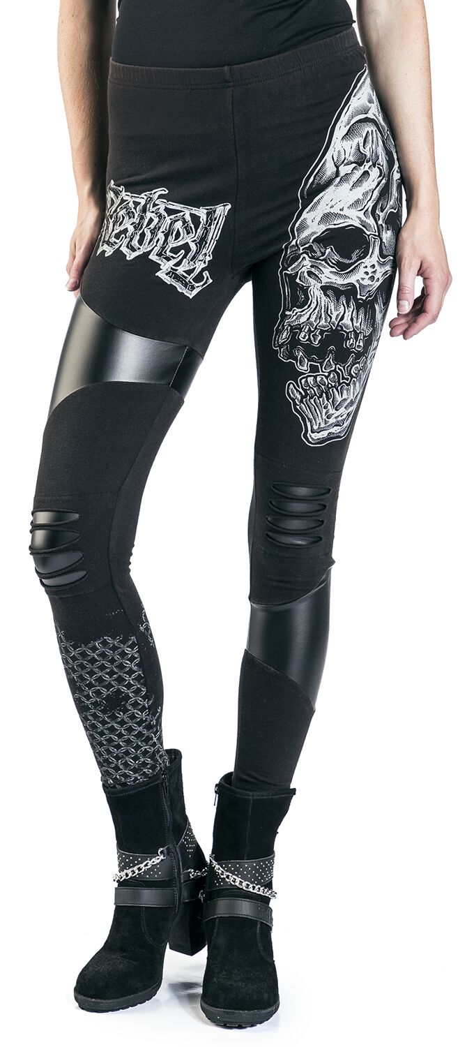 Leggings Avec Imprimés, Découpes et Empiècements en Simili-Cuir | Rock Rebel by EMP Legging