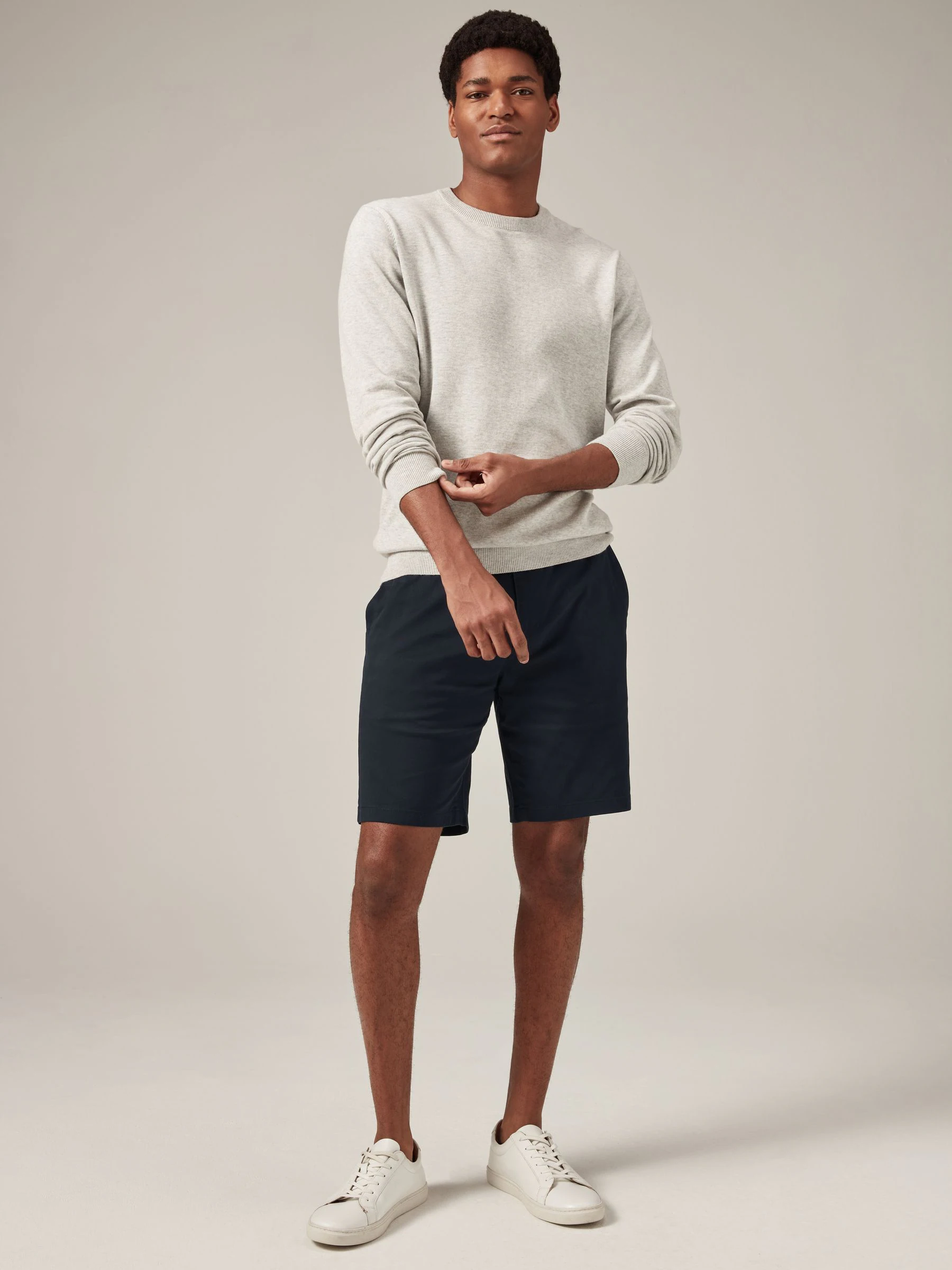 Donkerblauw - Slim Fit - Chinoshort met stretch
