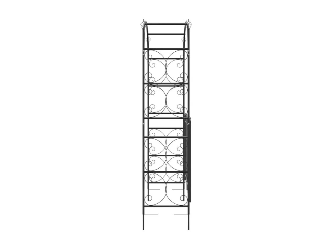 Arche de jardin avec portail noir 108x45x235 cm acier