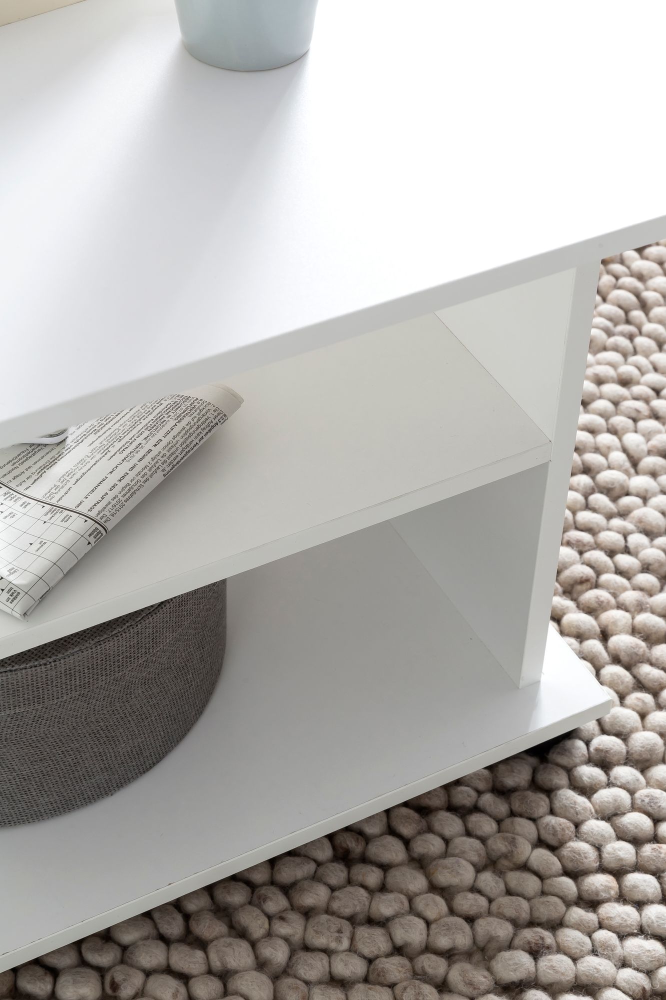 KADIMA DESIGN Couchtisch SEGRE: Stilvoll, 2 Ablageflächen, Rollen, Melaminharzbeschichtung, 95x51x54,5 cm, Weiß/Sonoma.