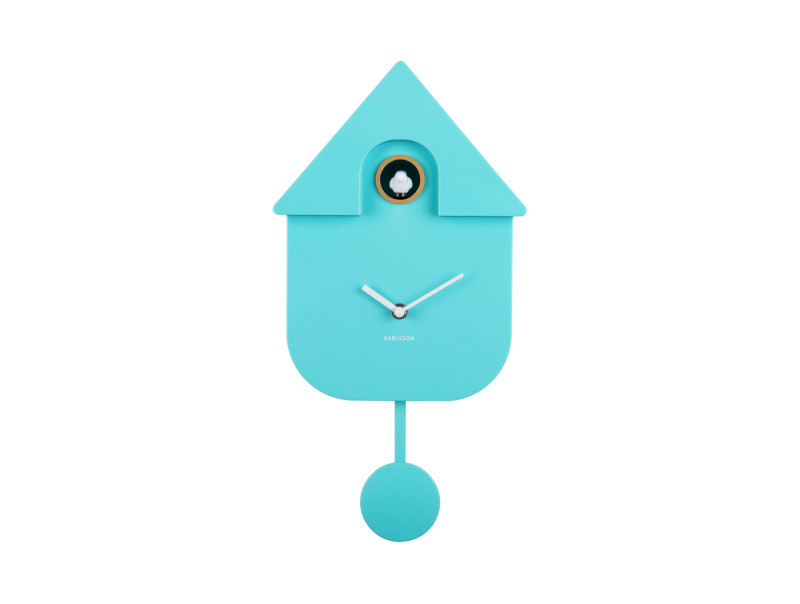 Wall Clock Modern Cuckoo KA5768TB Turquoise blue