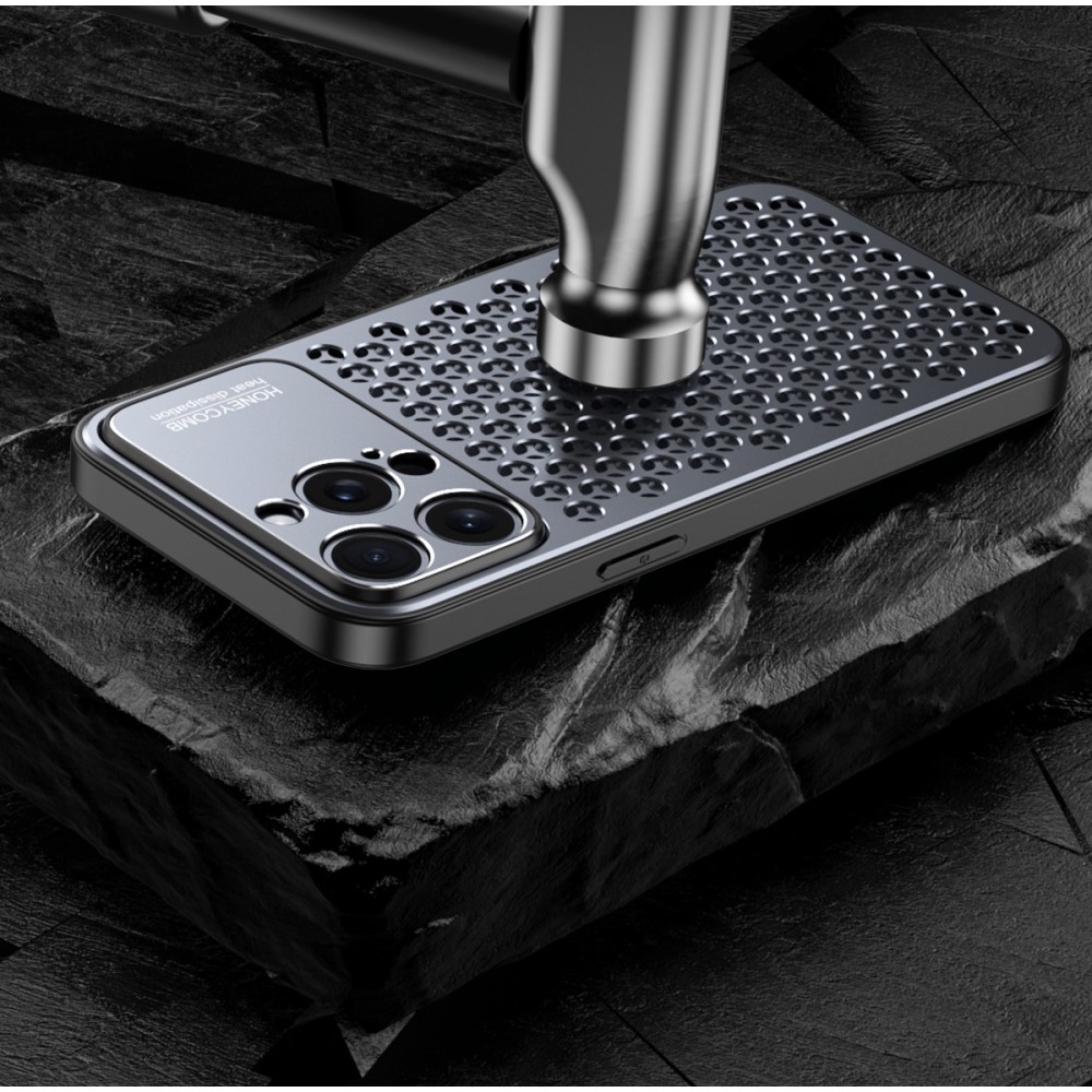 iPhone 15 Hybrid Hardcase Hülle im Mac Pro Design mit Kameraschutz - Grau