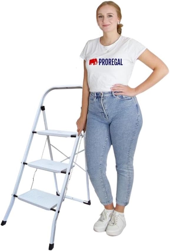 PROREGAL Vouwladder Economy Basic, eenzijdig toegankelijk, 3 treden, werkhoogte 2,70 m, draagvermogen 125 kg