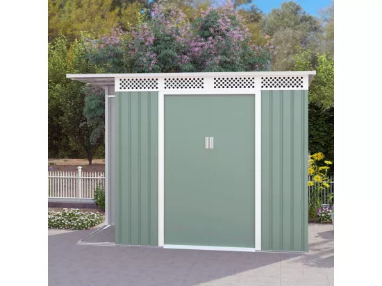 Abri de jardin tôle galvanisée verte outils 257X142x184cm MetalGreen