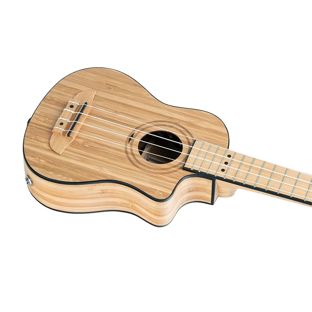 Ortega RUNAB-SO Bamboo Series Soprano Size Ukulele Natural E/A sopraan ukelele met gigbag