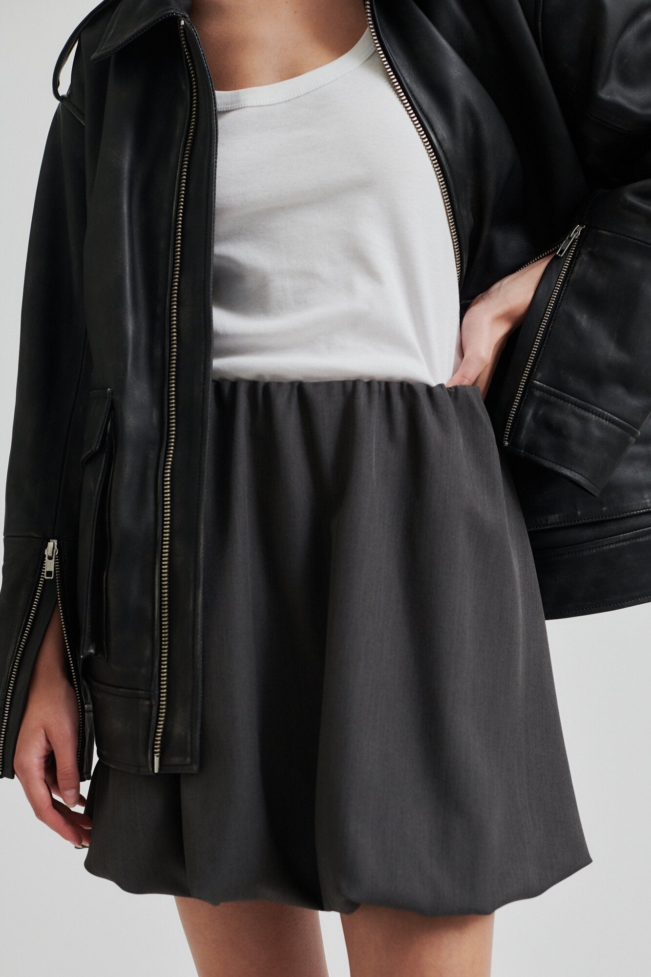 Second Female  Otilia kort nederdel - Dark grey melange