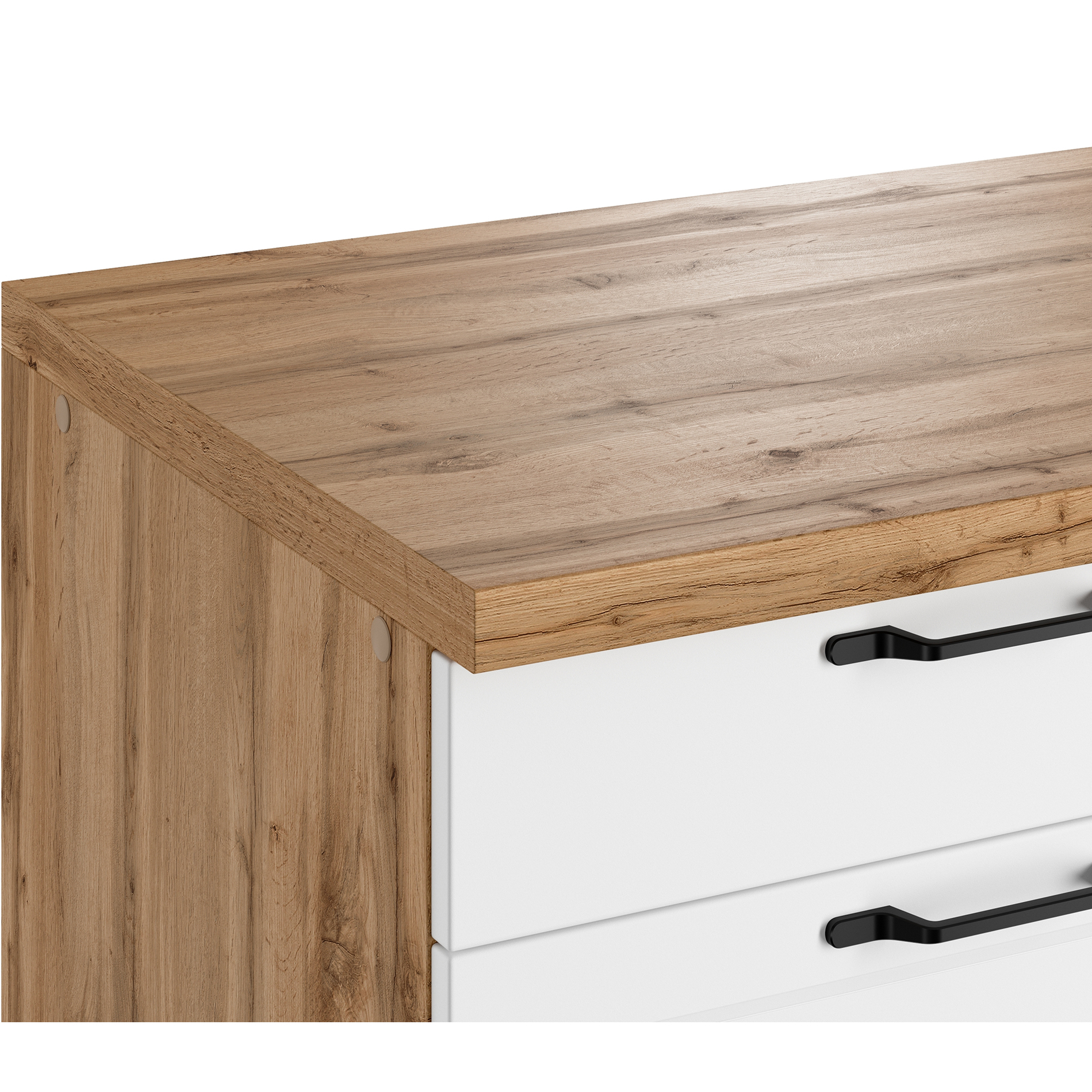 Küchenzeile MERAN - weiß - Wotaneiche - mit E-Geräten - 240 cm