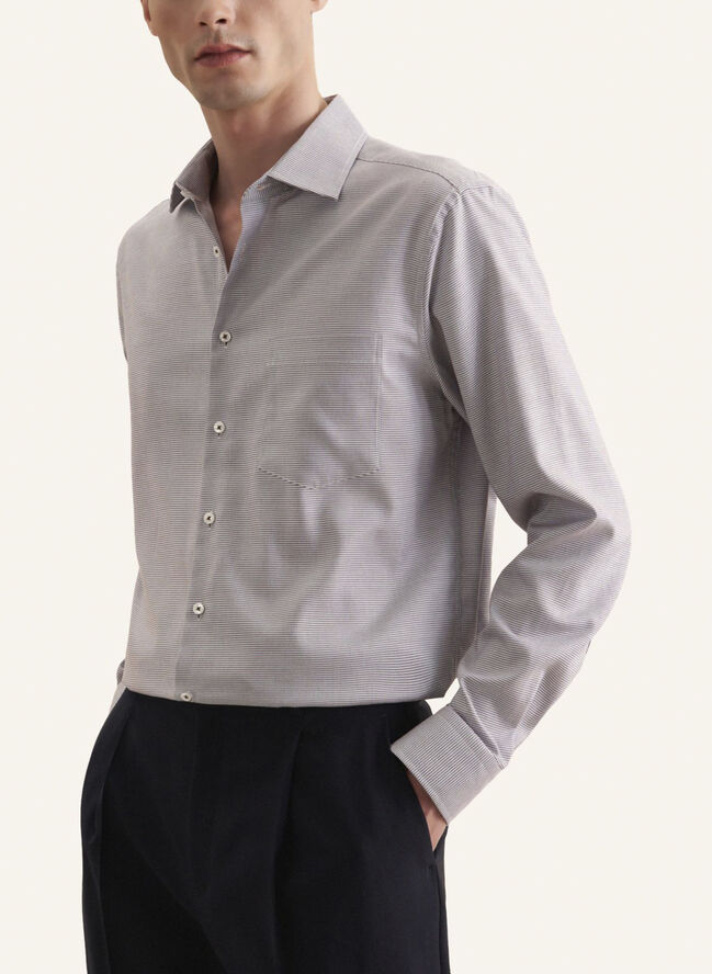 Seidensticker Business Shirt Regular Long sleeve Kent-Collar Small pattern Brown