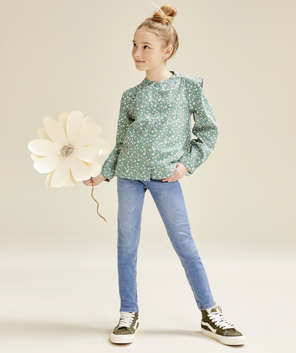 JEAN SKINNY FILLE EN DENIM LOW IMPACT AVEC CEINTURE TRESSÉE PAILLETÉE