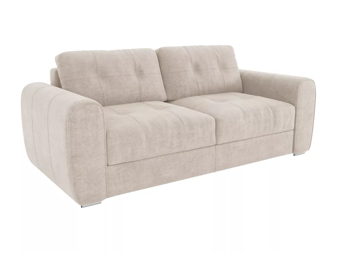 Canapé 4 places convertible express en tissu beige - Couchage 160 cm - Matelas 22 cm BOLIPO