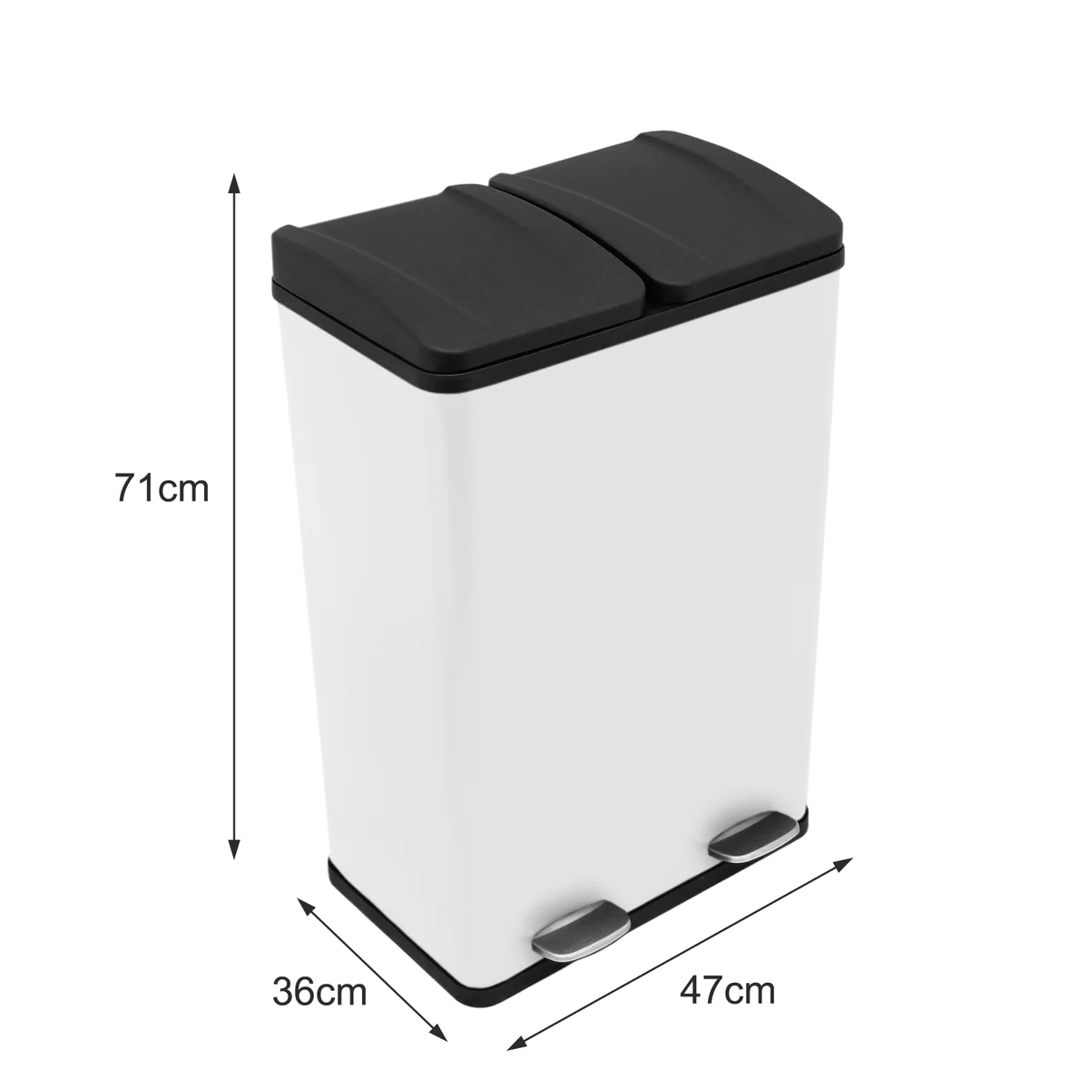 Poubelle de Recyclage 60L Double Blanche Kukoo