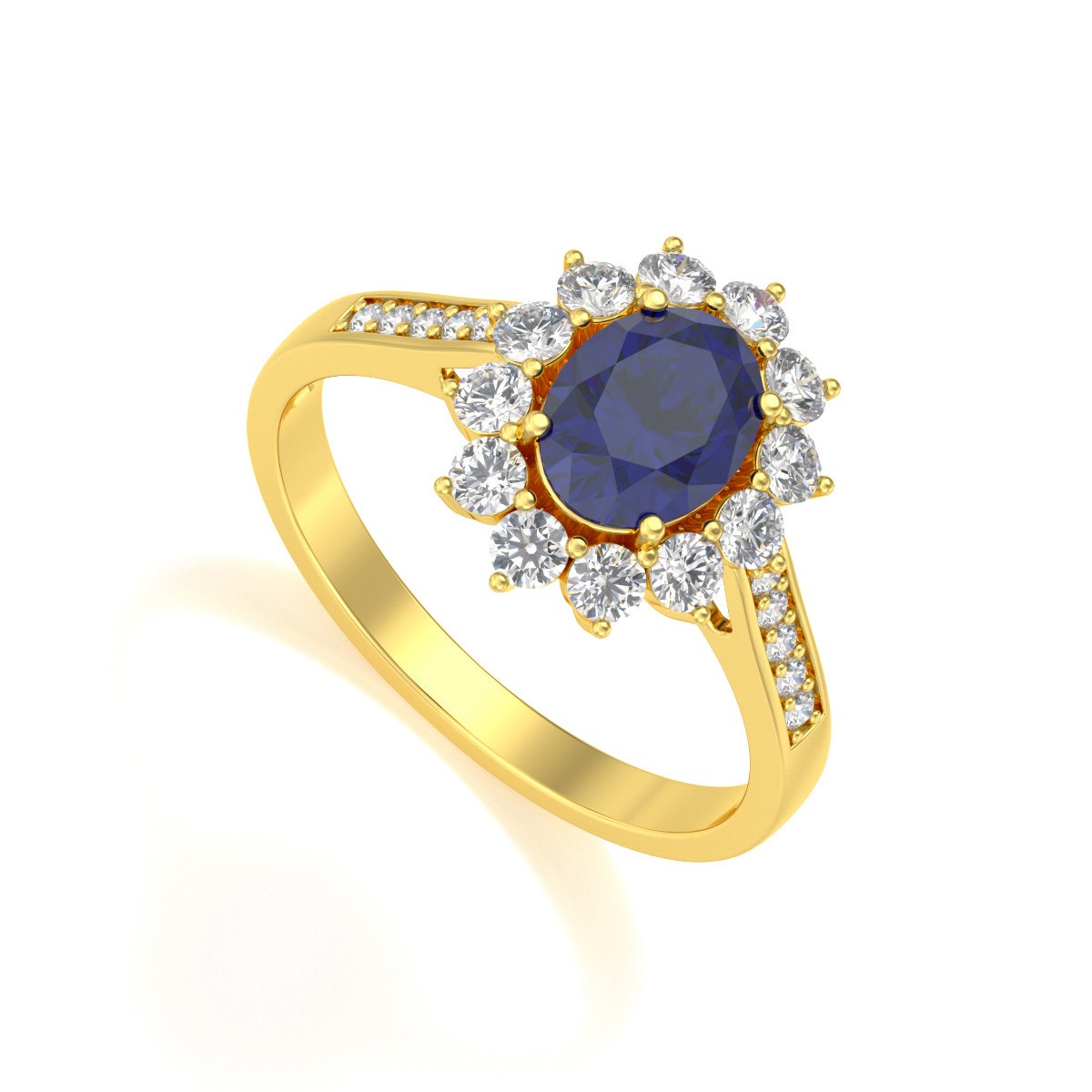 Bague ADEN Or 585 Jaune Saphir et diamants 2.92grs