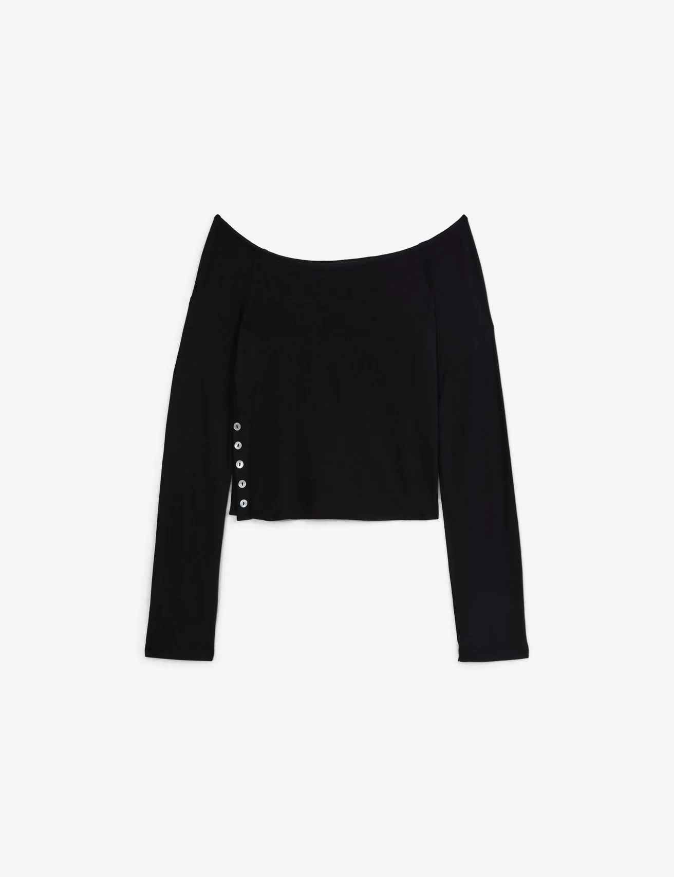 T-shirt col large boutonné noir