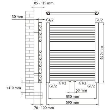 Haceka designradiator Gobi petrol structuur 368 Watt 69x59 cm