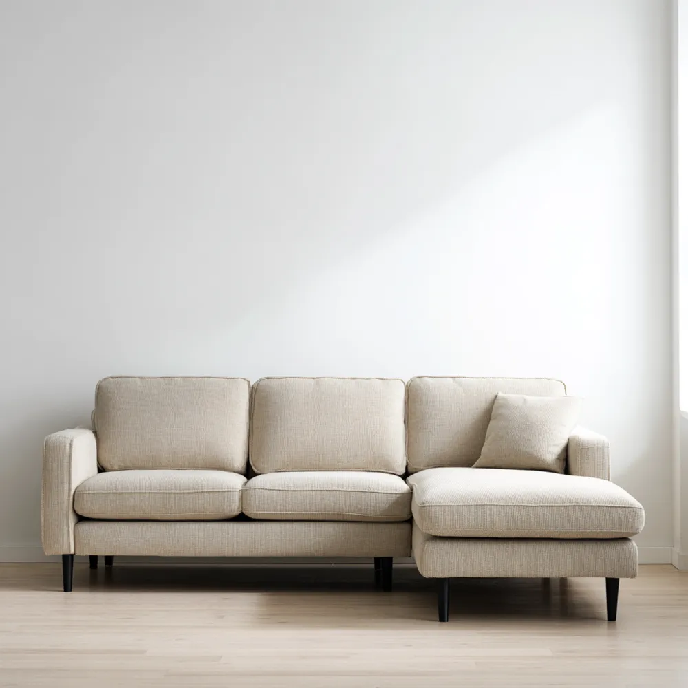 Ecksofa Stoff 250x150x85 cm – Creme – Modernes Design