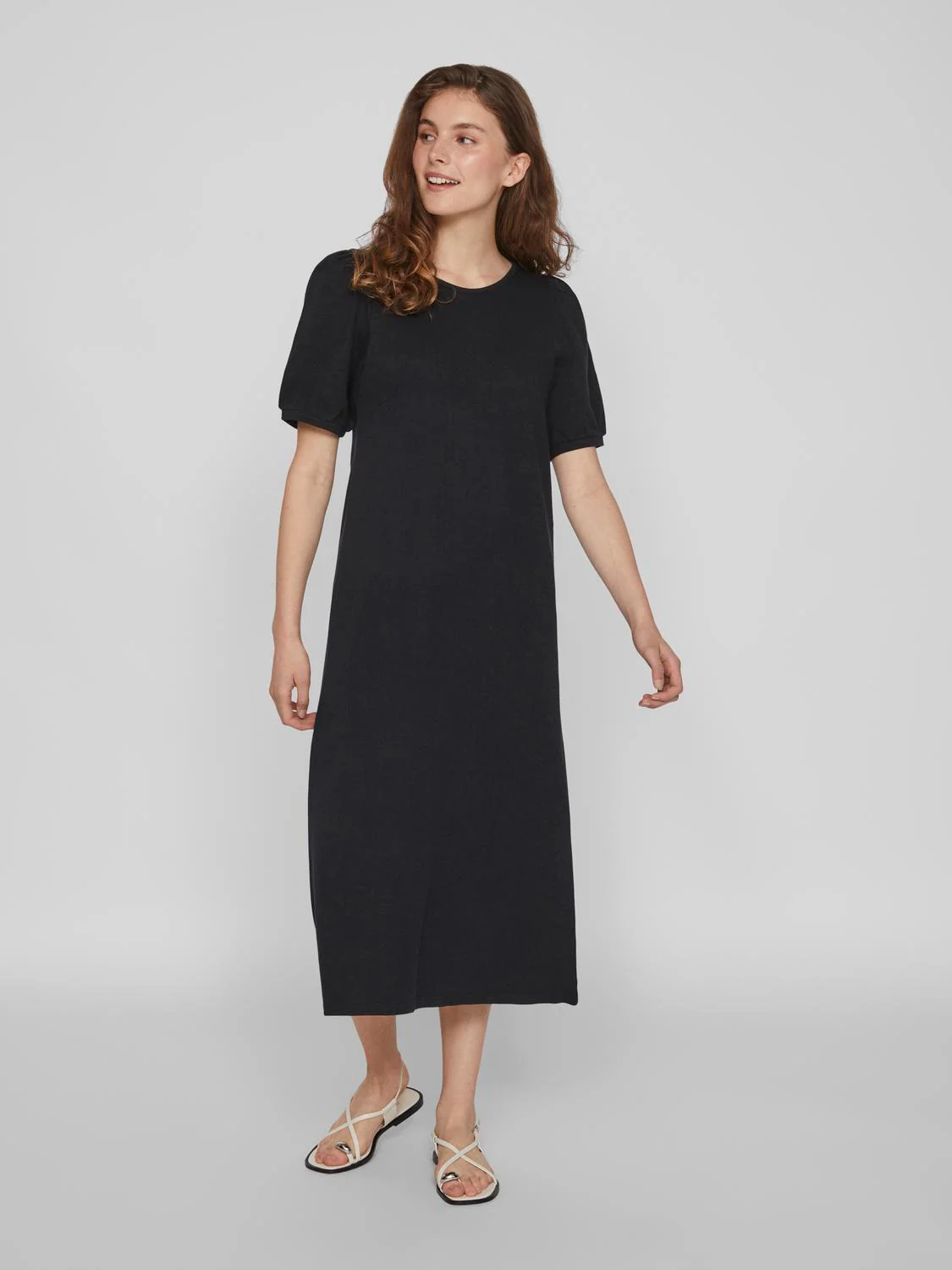Vila  Vitenea Boatneck midikjole - sort