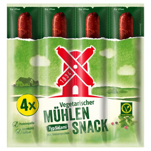 Rügenwalder Mühle vegetarischer Mühlen Snack Bundle - Typ Salami, 4x20g