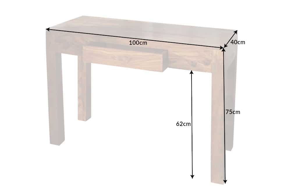 Massiver Sekretär MAKASSAR 100cm braun Sheesham stone finish Schreibtisch Konsolentisch
