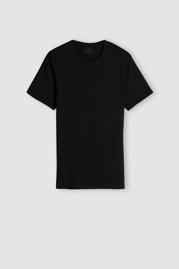 Camiseta de manga curta e gola redonda em algodão Supima®