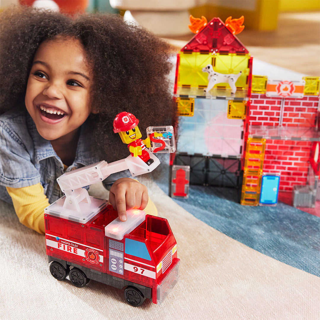 magna-tiles magnetische tegels fire station - 50st