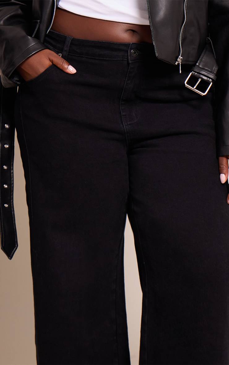 Noir Délavé Jean À Taille Ajustable Grande Taille