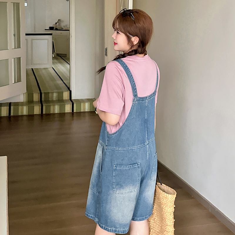 Ashteroid - Gewassen denim tuinbroek shorts