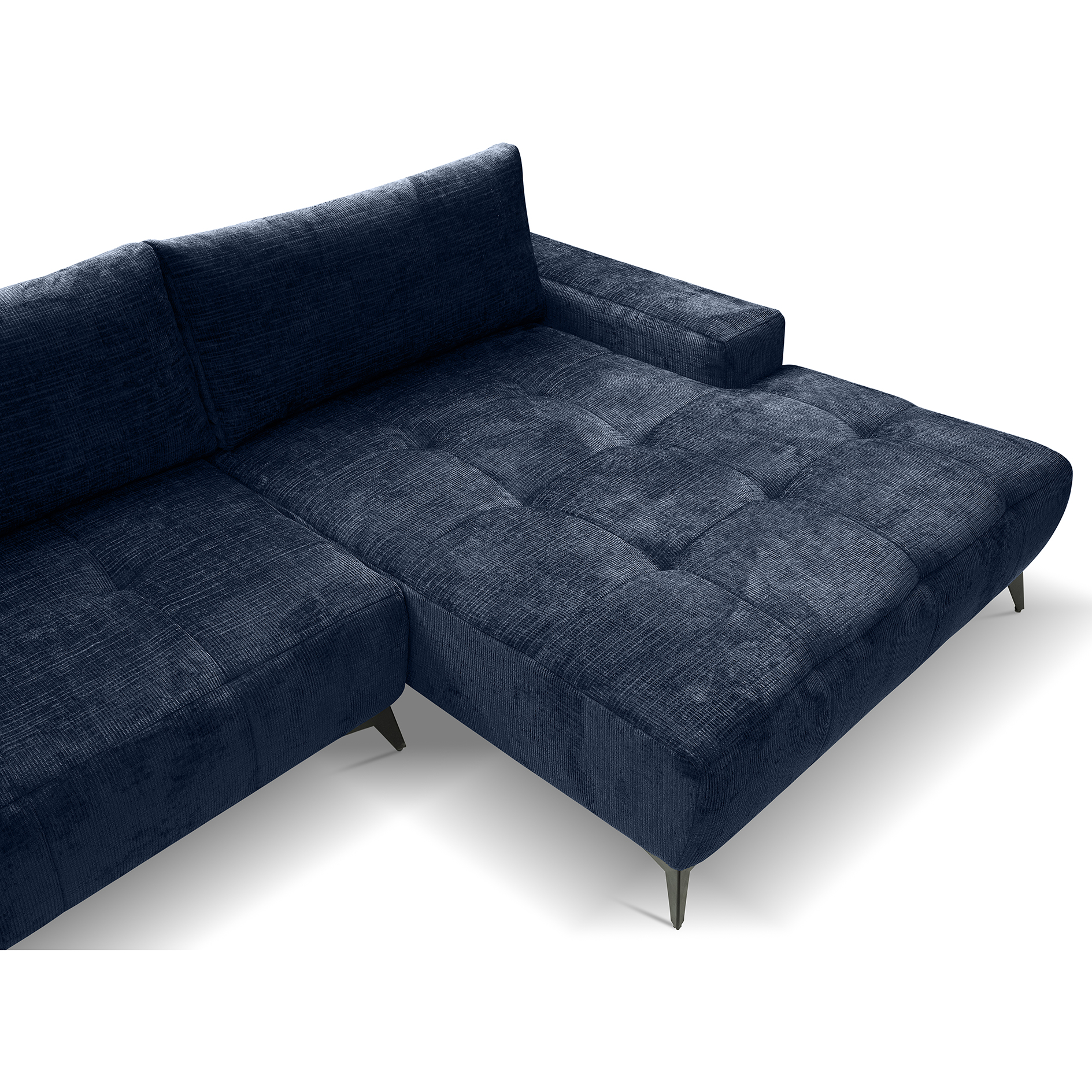 Ecksofa - deepblue - Liegefunktion - Staukasten - Longchair rechts