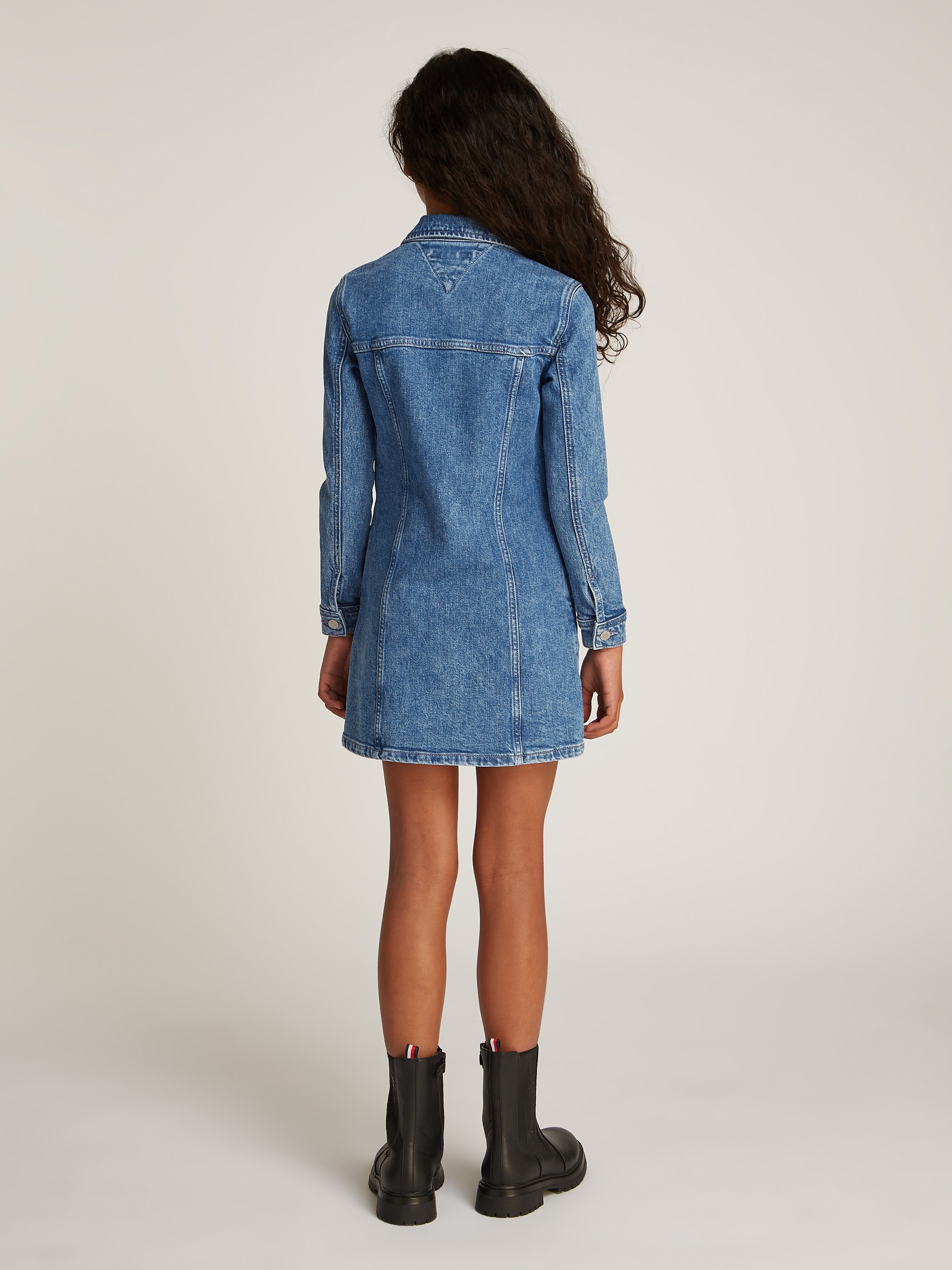 Tommy Hilfiger Jeanskleid »DENIM DRESS LS« Brusttaschen mit Brusttaschen, in blauer Waschung