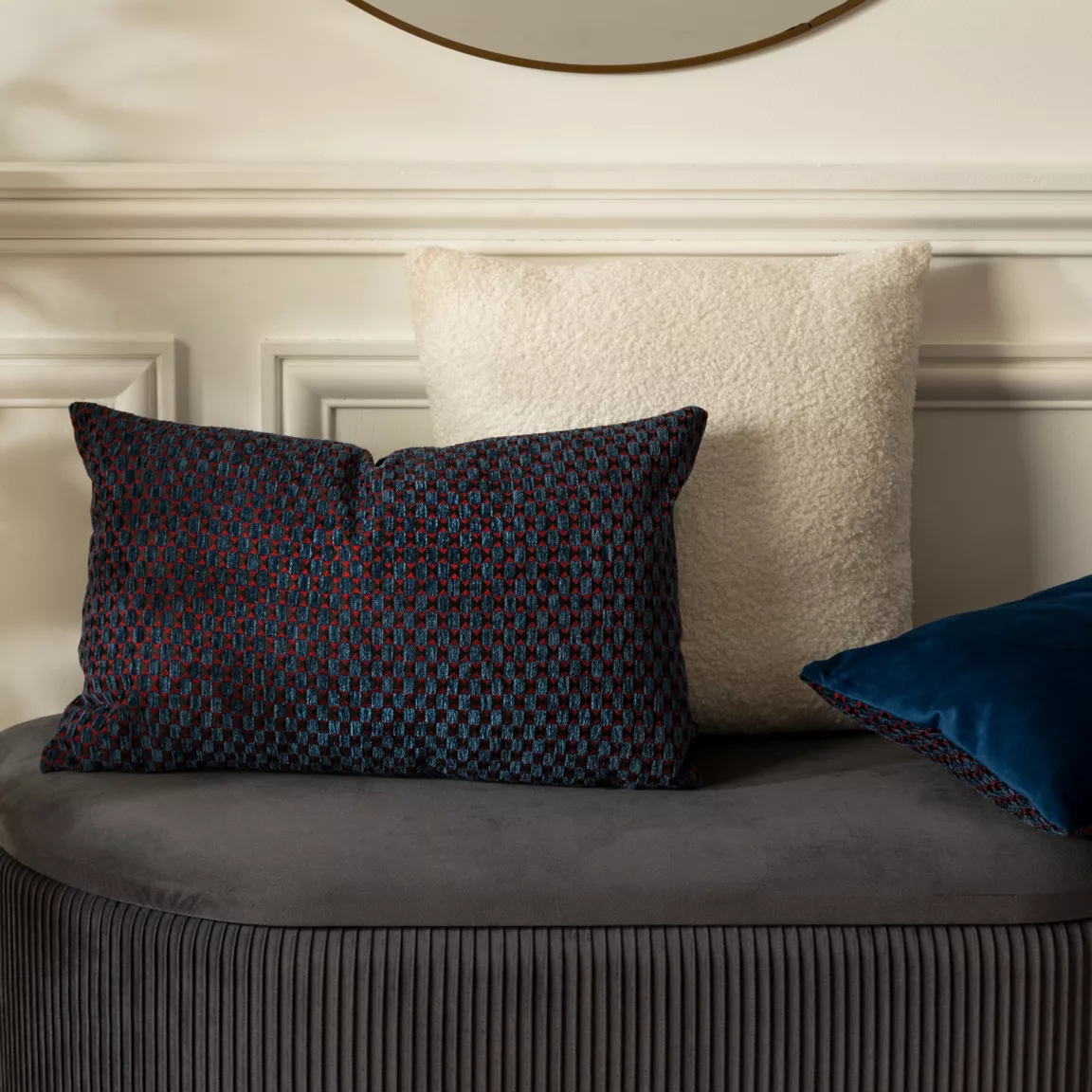 Coussin rectangulaire velours (30 x 50 cm) Zaika Bleu