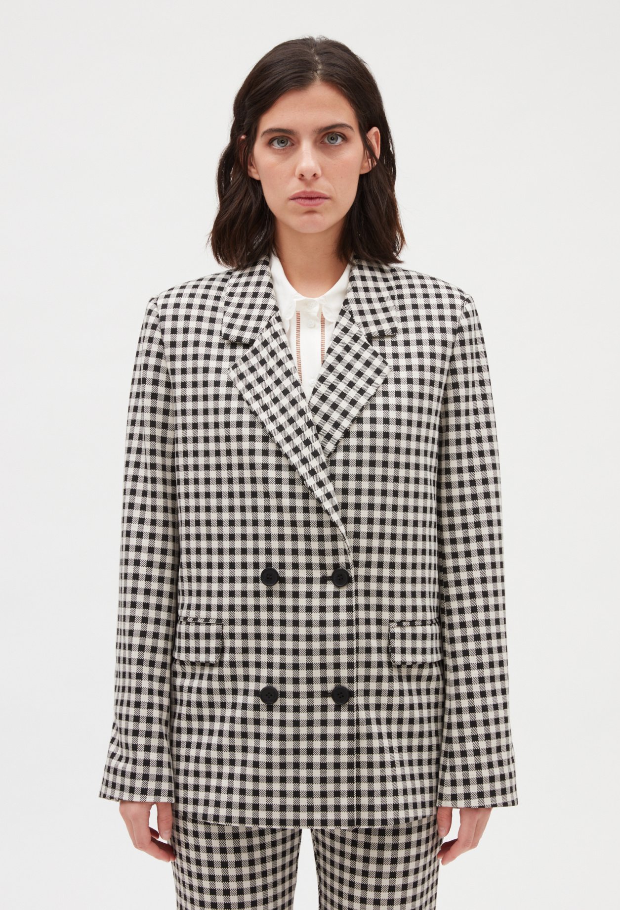 Veste tailleur vichy bicolore