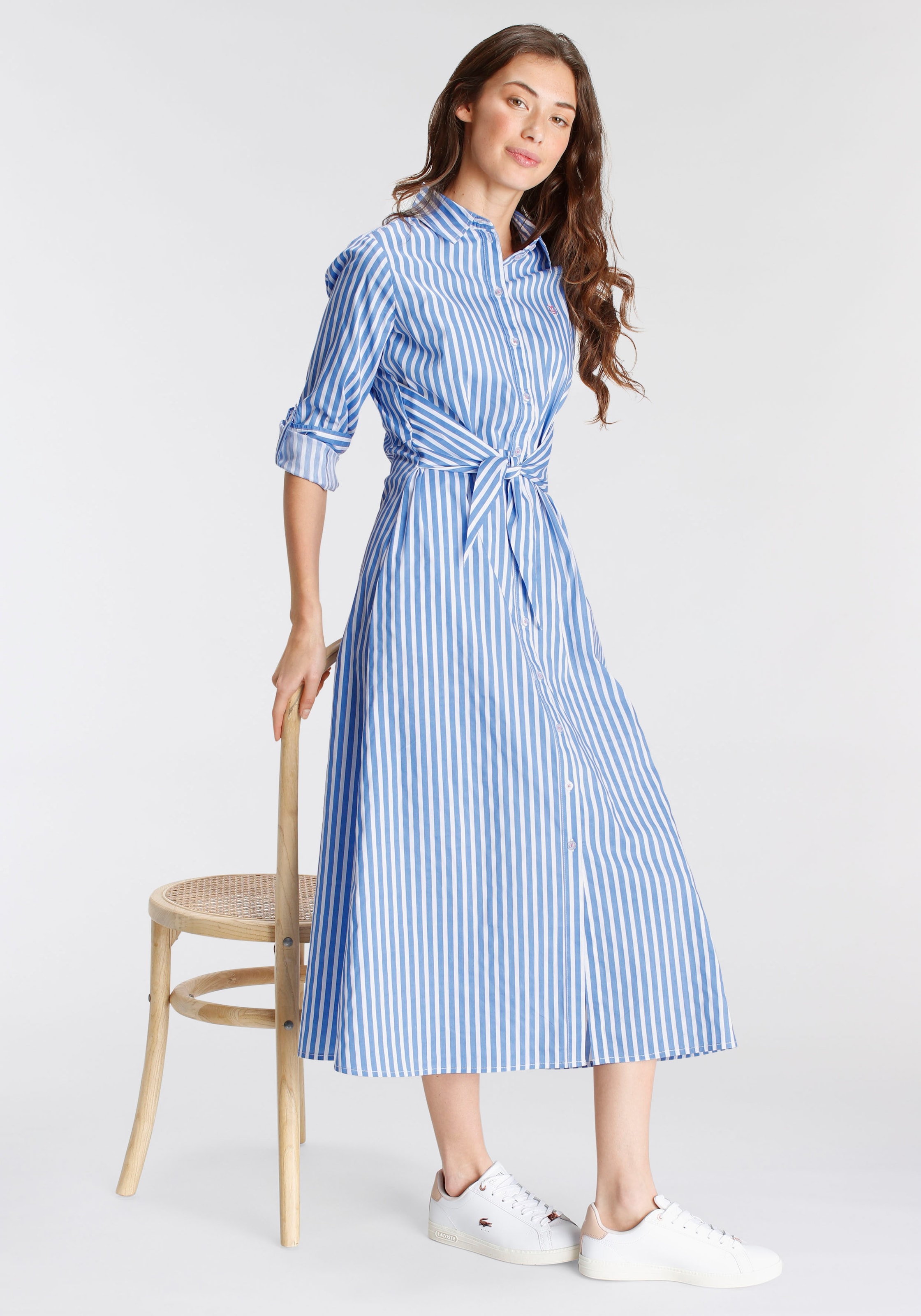 DELMAO Blusenkleid festliche Anlässe,  lang,  klassisch und seriös,  aus Baumwolle