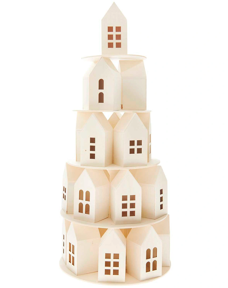 Adventskalender HOLZ-HAUS-PYRAMIDE 29-teilig