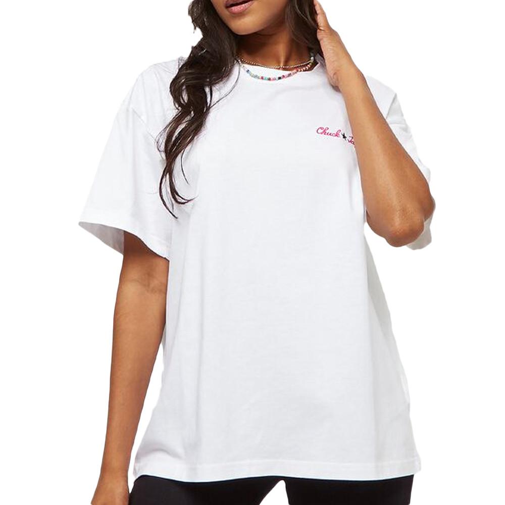 Converse T-shirt Blanc/Rose Femme Converse Infill Star