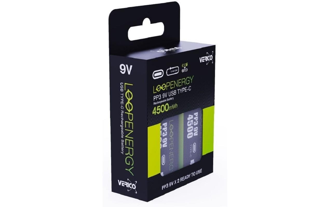Akku PP3 Li-Ion 9V E-Block mit USB-C 500 mAh, 2 Stück9V-Akkus mit USB-C-Ladeanschluss