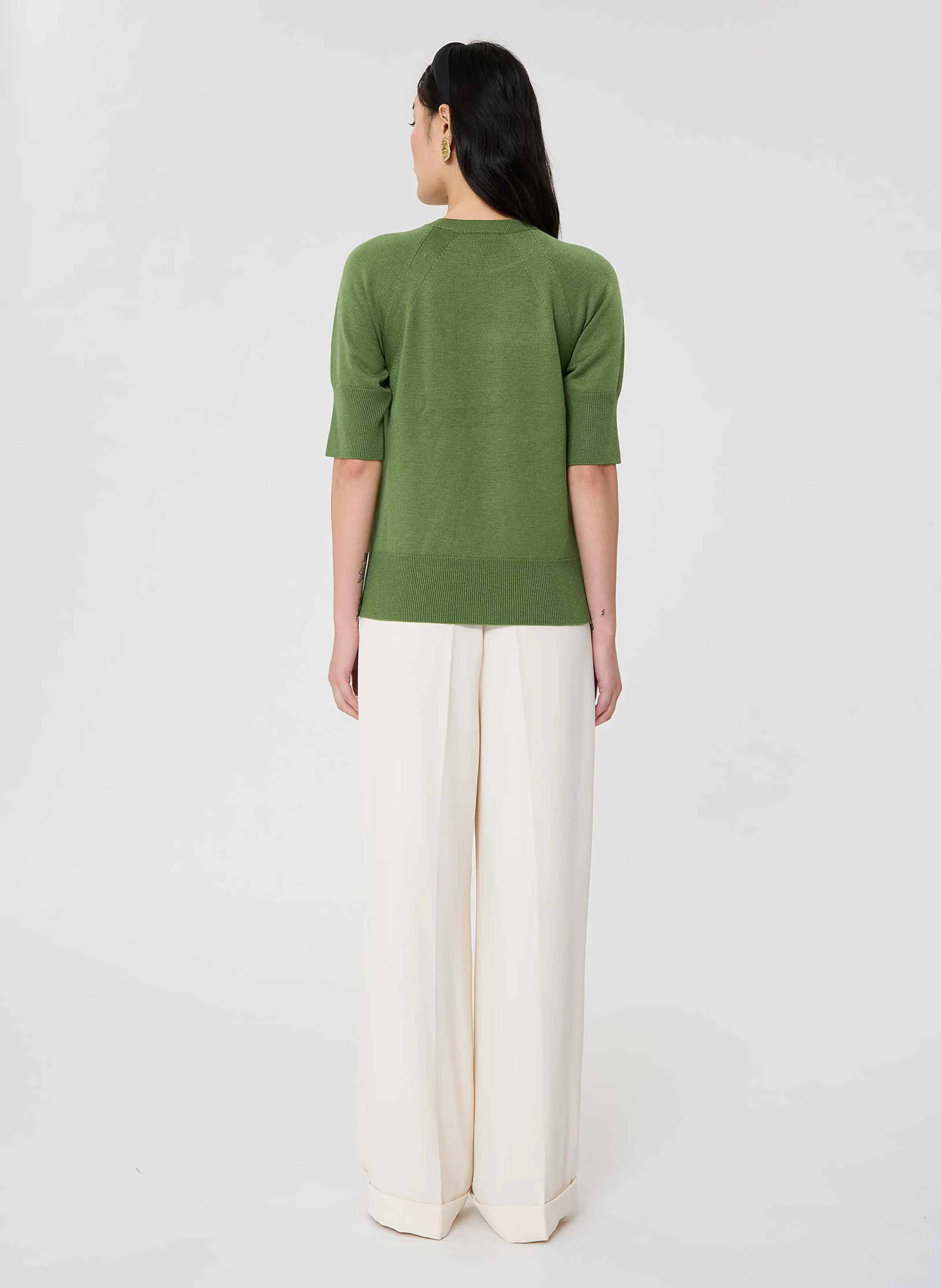 PASTELLE - Pull droit à boutons | Vert