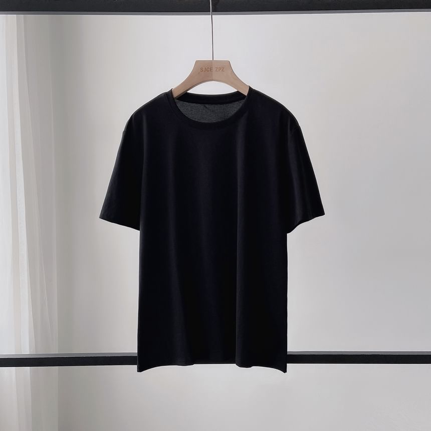 Remeefa - T-shirt met korte mouwen en ronde hals, effen