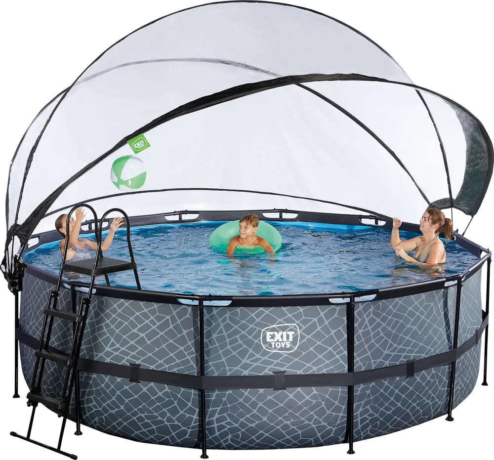 EXIT TOYS Pool Ø427x122cm med pumpe og skærm - Grå